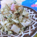 海苔の佃煮で和えるだけ☆　千切りキャベツの梅海苔サラダ