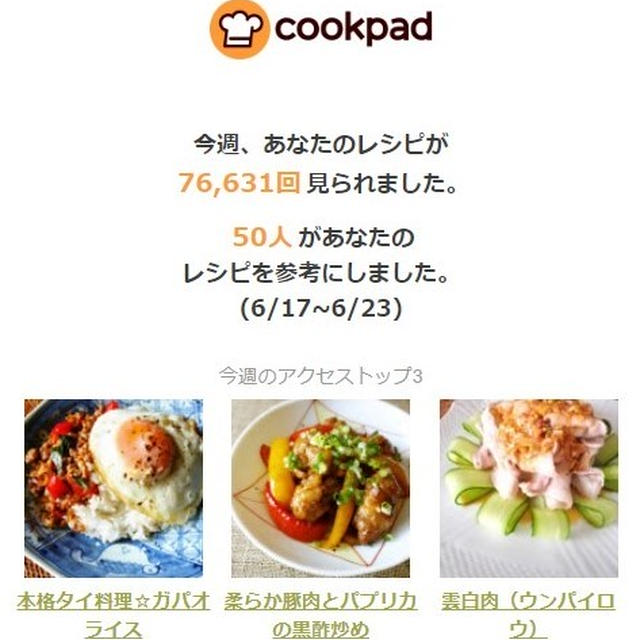 クックパッドさんの週間レポート