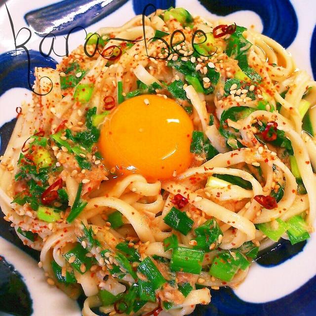焼肉のたれでニラ玉ツナうどん☆簡単スタミナメシ