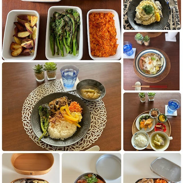 1週間の日持ちおかずとそれを使って作る50代オット用弁当、大学生次女とのおうちお昼ごはん、晩ごはんの献立