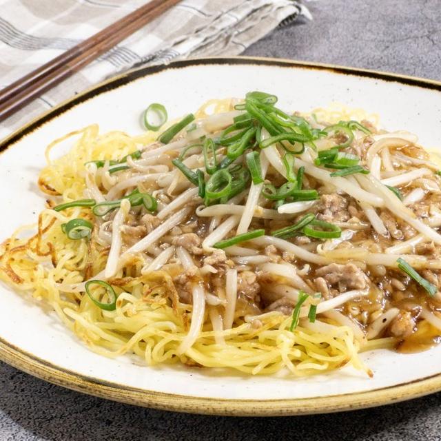 ひき肉ともやしのあんかけ焼きそば♡【#簡単レシピ#麺】