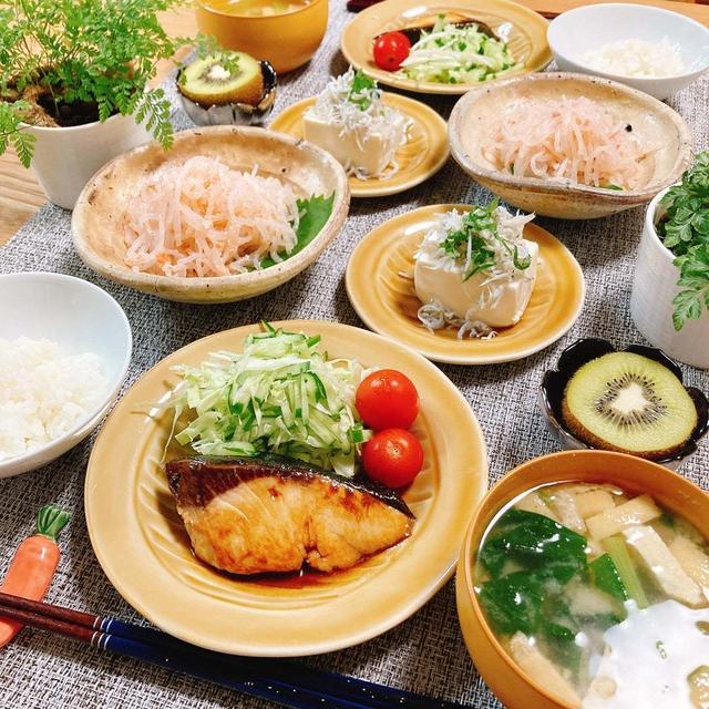 鰤の照り焼きの夕ご飯