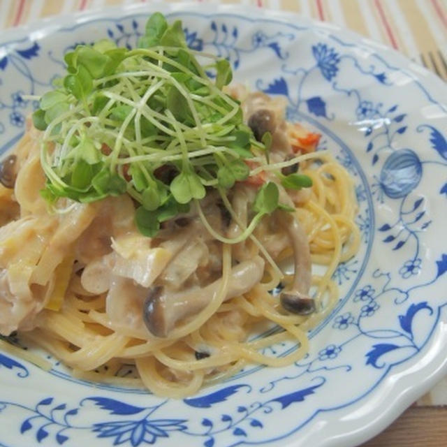 レンジでパスタ 。