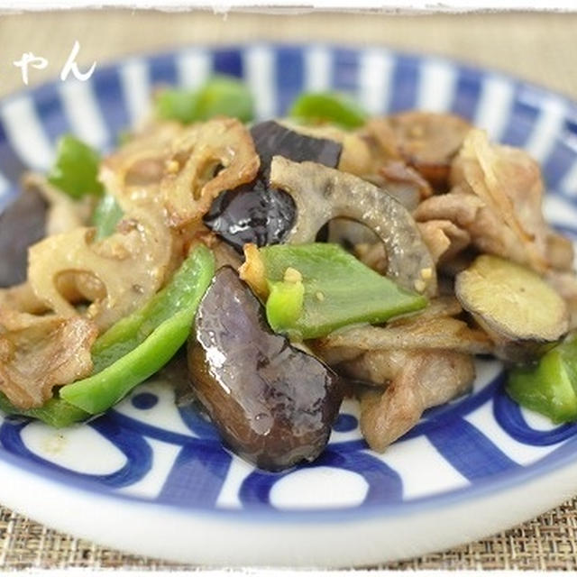 ガッツリ！丼にしても、麺にのっけても♪豚バラと茄子とピーマンの味噌炒め。