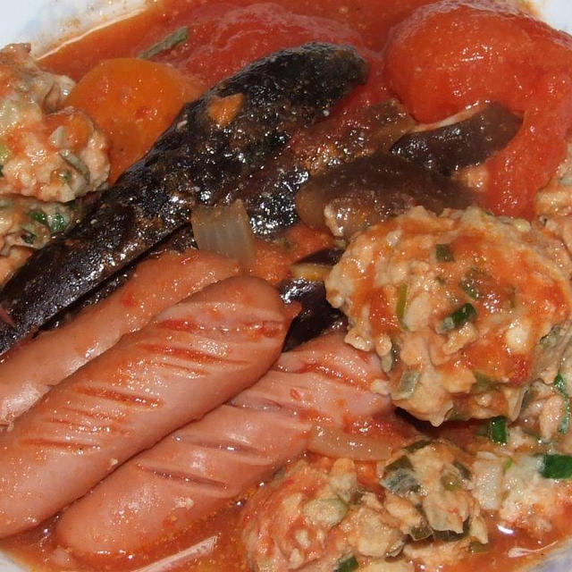 自家製トマトジュースで鍋料理