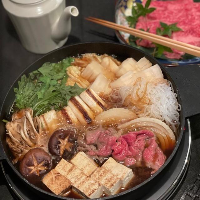 何でもない日だけど、特売のお肉ですき焼きの夜ごはん♪