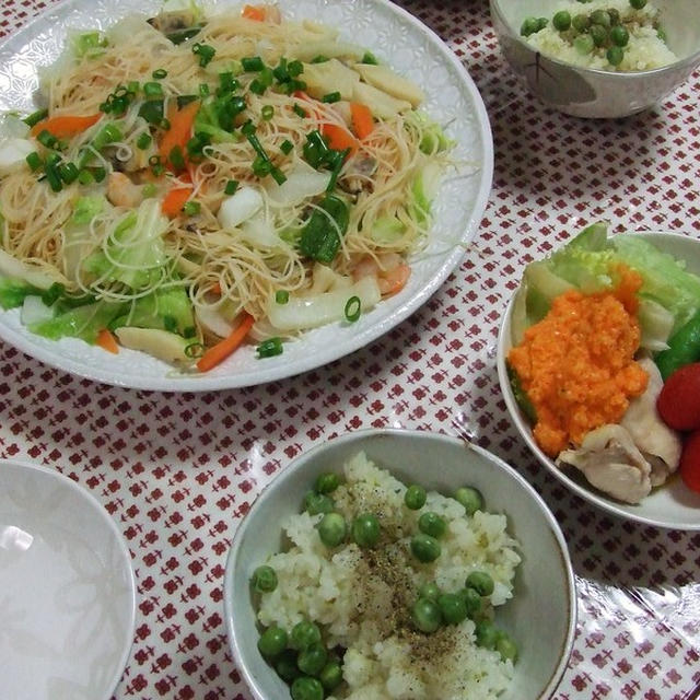 豆ご飯だけど褒められた♪