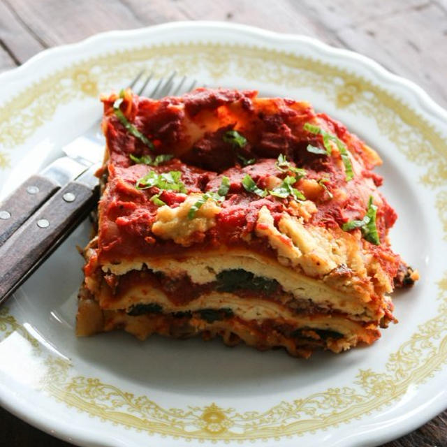 Mushroom Spinach Lasagnaきのことほうれん草のラザニア