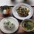 ストウブで一汁一菜。牛肉と筍とそら豆の炒め物、豆ごはん、お味噌汁