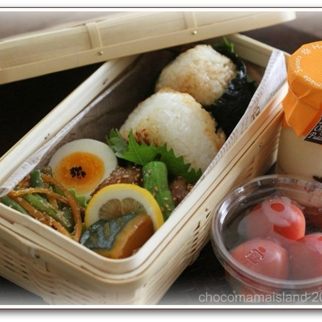今日のお弁当（焼きおにぎり弁当）