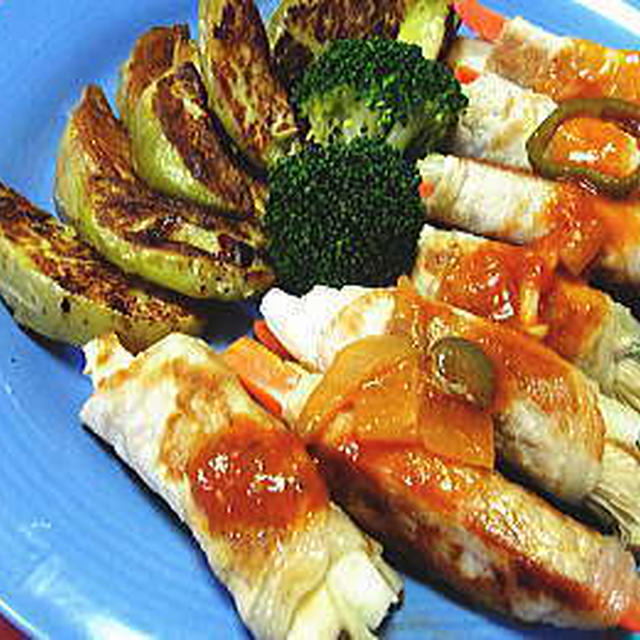 野菜の肉巻き☆残り物ソース