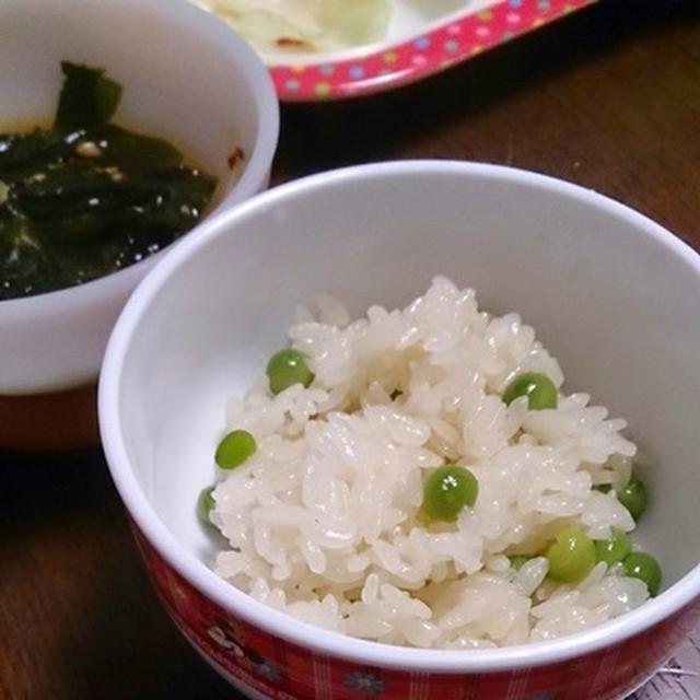 初物♪　豆ごはん。と、レモンの花、スイートバジル。