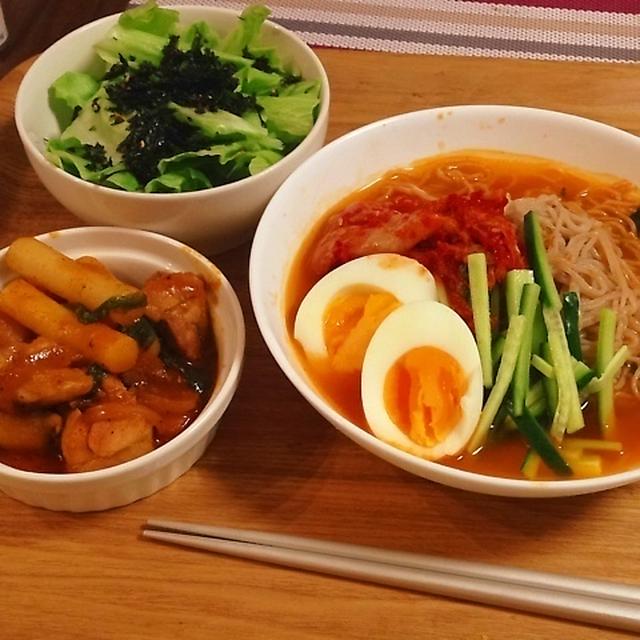 韓国冷麺の献立(*^^*)