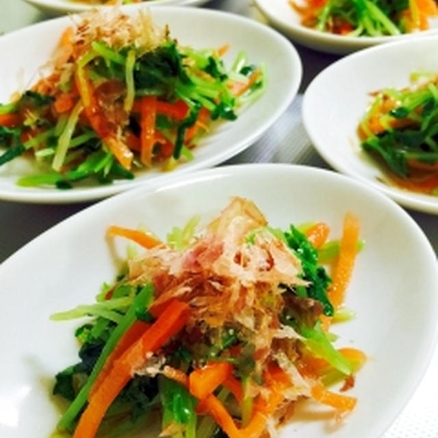 簡単ちょいおかず☆豆苗とにんじんの鰹ポン酢かけ