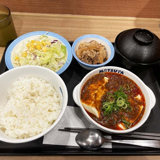 富士山豆腐の本格麻婆定食・ミニ牛皿を食べる 〜松屋〜