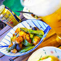 ホタテと野菜のソテー　と　美味しいビールの注ぎ方　プレミアムモルツと祝う　父の日　の肴　 by 青山　金魚さん