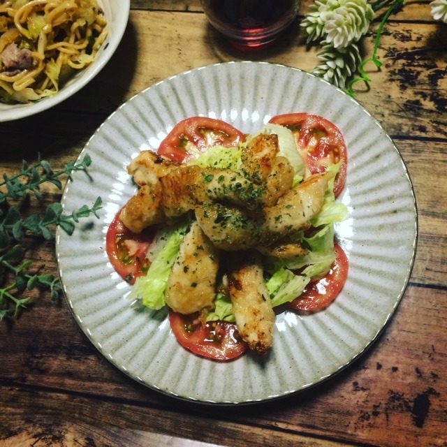 リーズナブルに☆鶏ささみ肉のオイスターにんにく焼き