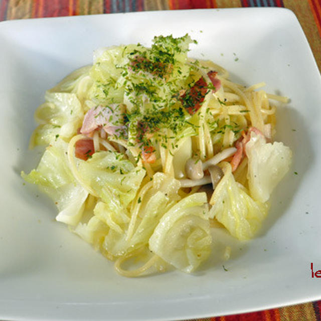 朝はふわふわキャベツのパスタ＆エリンギの旨煮