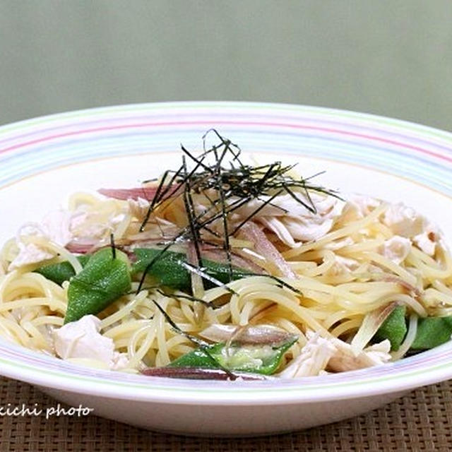 鶏ささみ肉とミョウガの冷たいパスタ＆「土曜日のお昼ご飯」