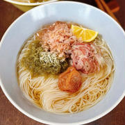 暑さ吹き飛ぶ！梅＆ミョウガ＆すだちで爽快♪ツルッと食が進む！『とろろ昆布の梅そうめん』