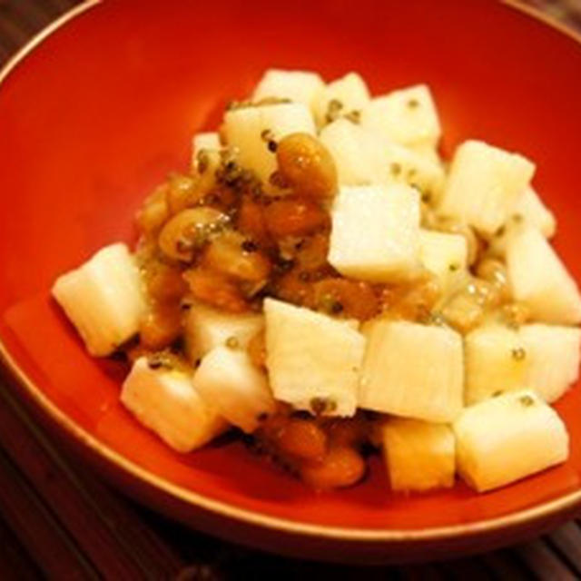 糖質オフダイエット、納豆と山芋の粘り和え、ひろうすの白味噌仕立て、サヨリの菜の花巻き