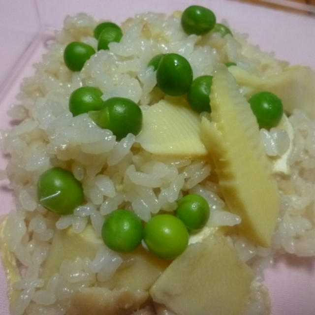 タケノコご飯と豆ごはんと桜えびのかき揚げ★