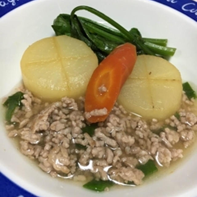 冬野菜の出汁煮 ひき肉餡かけ
