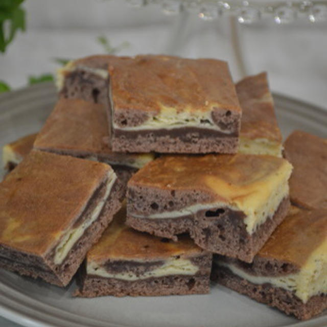 ♪バレンタイン準備レシピ★チーズケーキブラウニー★余り物で・・・♪