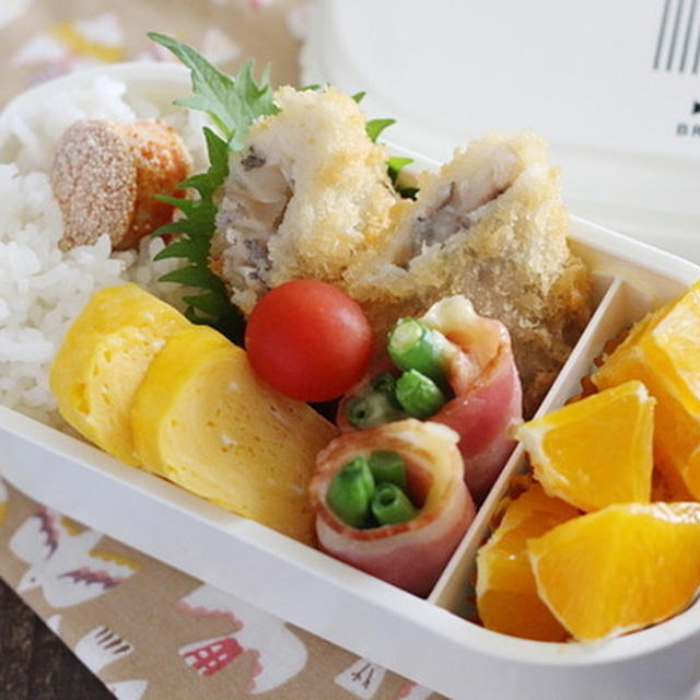 白身魚フライ弁当｜弁当の明太子はレンジで火を通すと楽ちん！