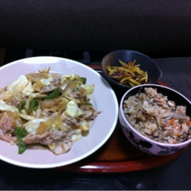 回鍋肉と炊き込みご飯