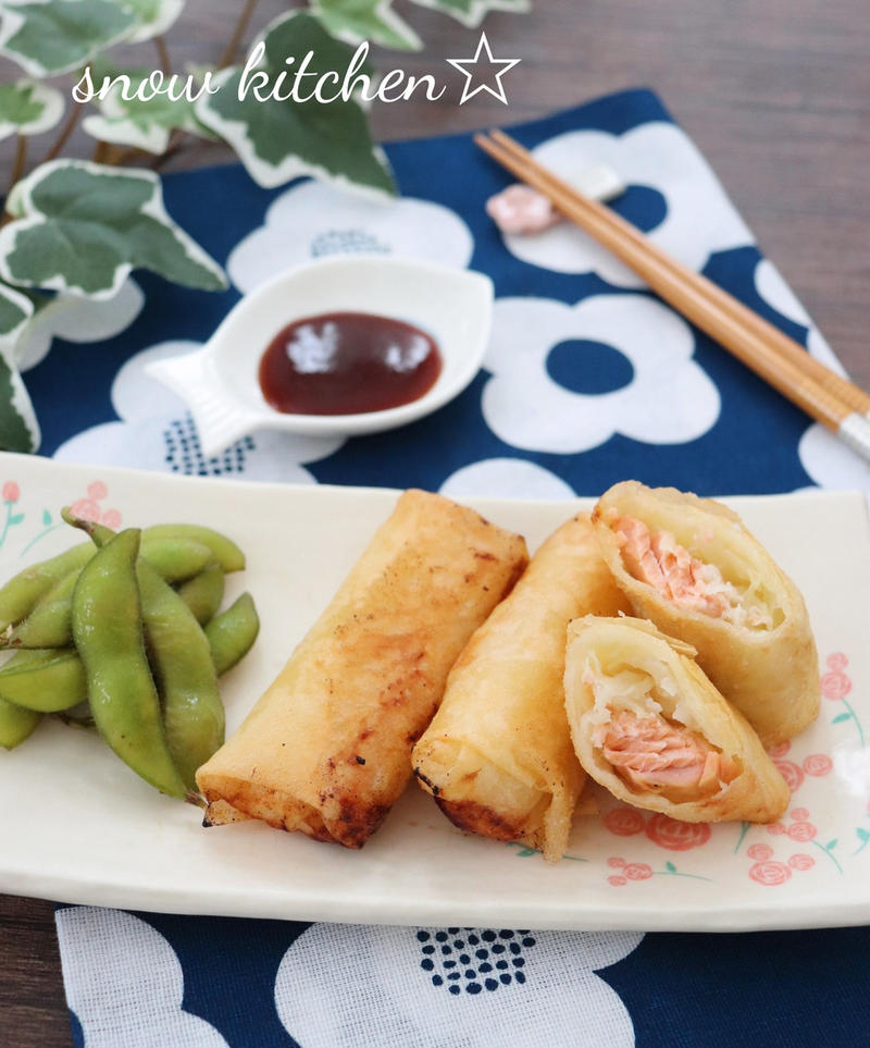 鮭とキャベツの塩麹春巻き☆