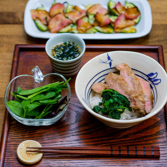 【レシピ】ステーキ丼の献立 ≪ステーキを美味しく焼くコツ、試してみました★≫