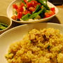 自家製チャーシュー炒飯＆ルッコラとトマトの豆腐サラダ