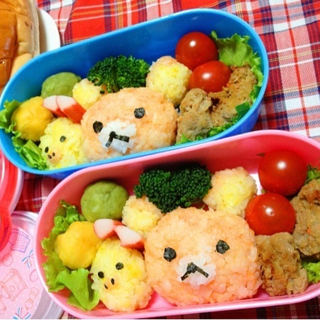 リラックマとキイロイトリのお弁当 ☆ 国産野菜100%の野菜パウダーでキャラ弁