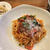 トマトソースのパスタとプリンと