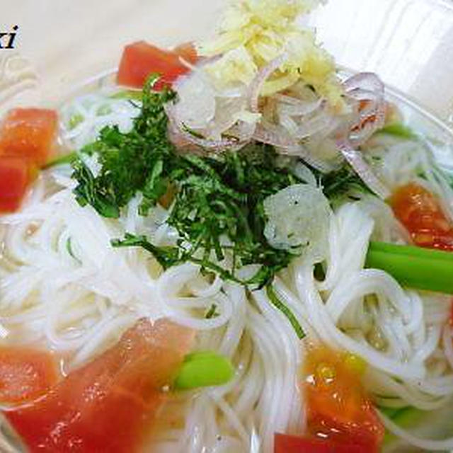 柚子胡椒no冷製スープそうめん☆