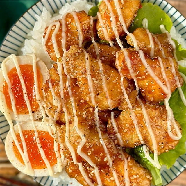 【レシピ】ささっとめちゃウマ♬甘辛チキンマヨ丼♬