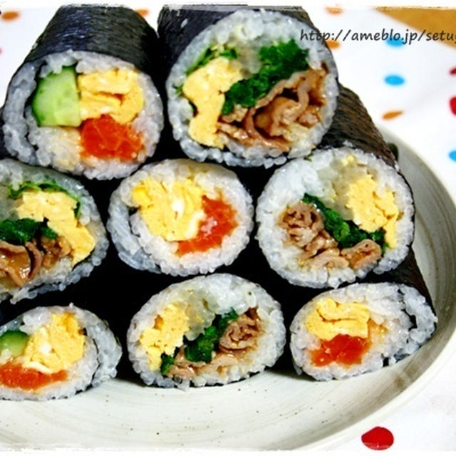 好評だった♪恵方巻き2014ヽ(*´∀｀)ノと今日の夫弁当。