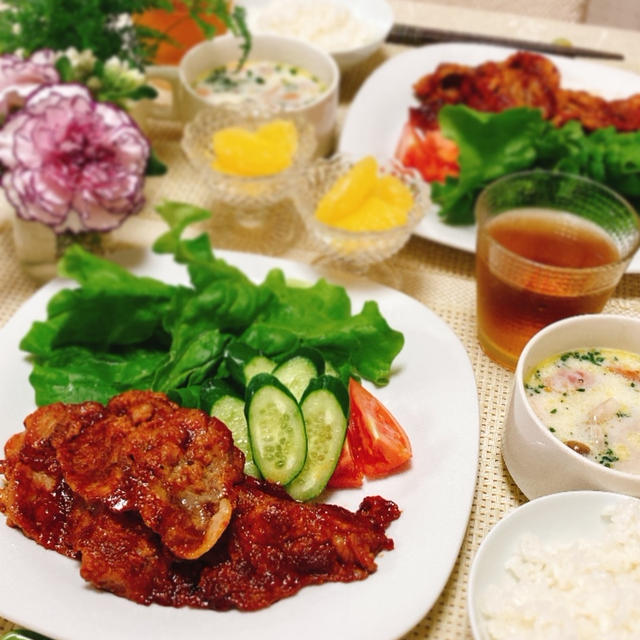 息子の好物⭐︎ソースが決め手のポークチャップで夕ご飯