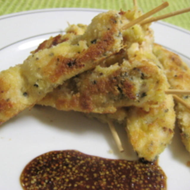 お花見に最適!!ササミのスティク揚げない香草パン粉焼きフライ