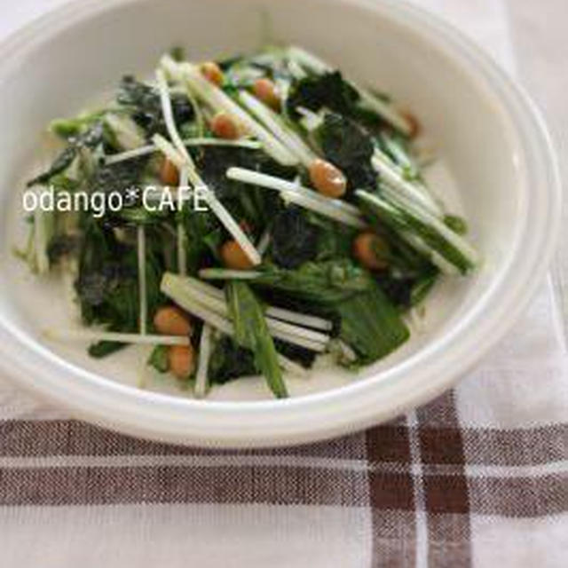 シャキシャキ水菜の海苔納豆和え