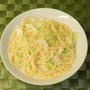 鮭フレークとキャベツのクリームパスタ
