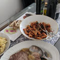 新年会3 - イベリコチョリソー、栗のパスタ、塩豚のリンゴ煮、イタリアンワインペアリング