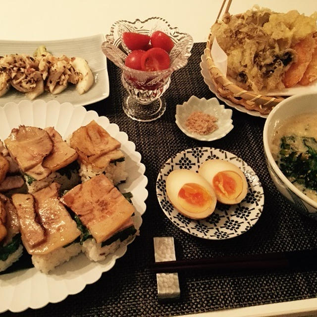 煮豚の押し寿司とか