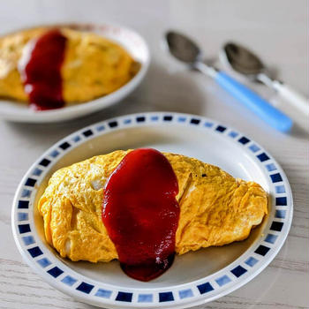 【昔ながらのオムライス】我が家の定番オムライス。