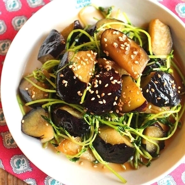 茄子と豆苗の簡単麺つゆ炒め【連載記事更新しました】＊私を熟知している長男