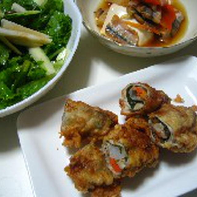 豚ロール揚げ・乾燥魚煮物