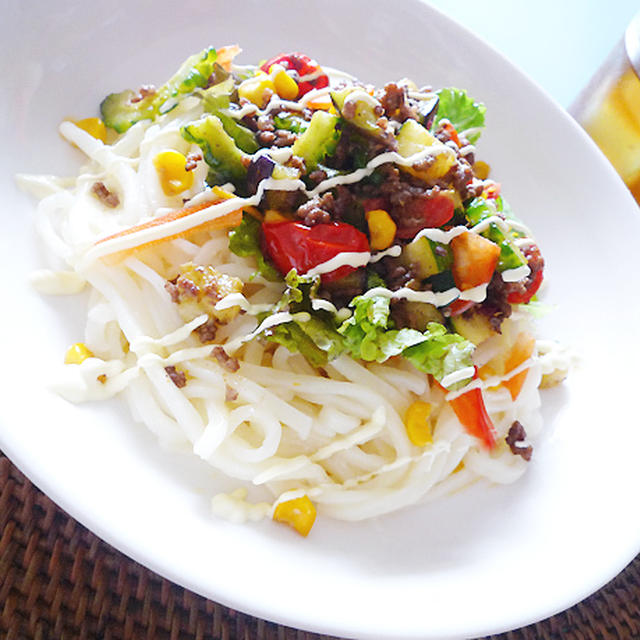 夏野菜たっぷりスパイシー冷やしう丼♪