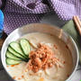 レシピブログでの連載更新しました♪冷凍うどんで簡単！豆乳スープがおいしい♪「ツナキムチ冷やしうどん」