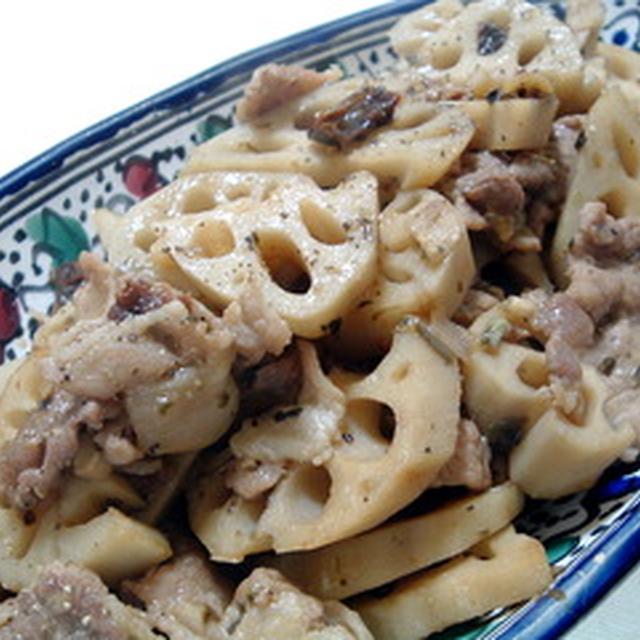 れんこんと豚肉のドライトマト煮